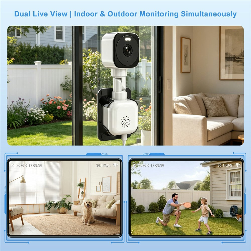 K6W-2 2K Dual Lens Window WiFi Camera Drill-Free Security Camera for Home and Shop Use