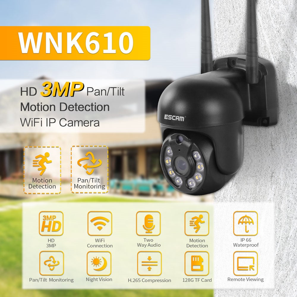 ESCAM WNK610 3MP Move Detection Dual-Light Source Night Vision Dual-Way Voice Intercom Wireless Security Camera