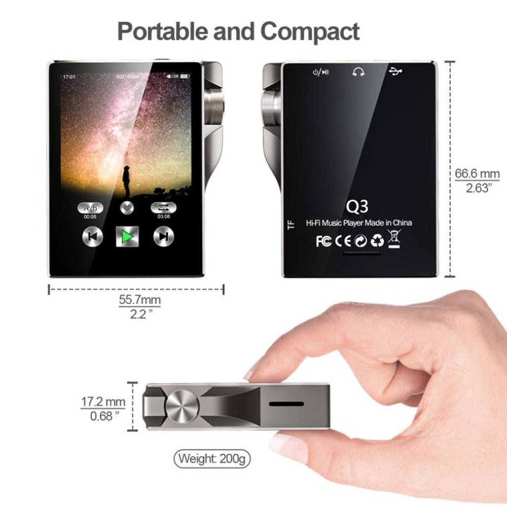 YOPHOON Q3 HiFi DSD Lossless Decoding MP3 Music Player Bluetooth-compatible 2.4-inch Touch Screen Portable Walkman