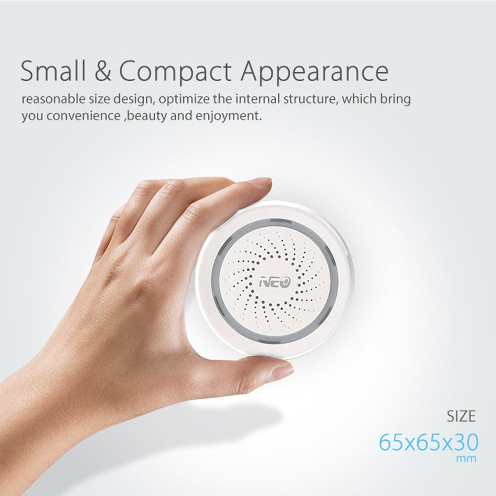 NEO NAS-AB02W Smart Wireless Alarm 2.4GHz WiFi Mini Siren Alarm Support Mobile Phone Control for Home (USB Powered)