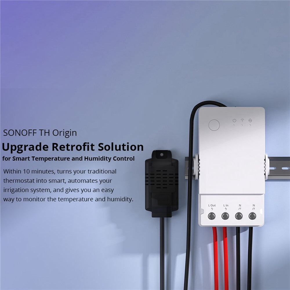 SONOFF TH Origin THR320 20A Max Smart Temperature and Humidity Monitoring Switch Temperature Humidity Sensor for Home, Swimming Pool, Greenhouse