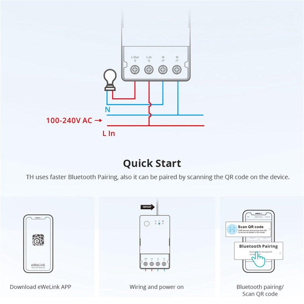 SONOFF TH Origin THR320 20A Max Smart Temperature and Humidity Monitoring Switch Temperature Humidity Sensor for Home, Swimming Pool, Greenhouse