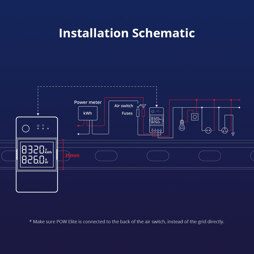 SONOFF POW Elite POWR320D 20A maks. intelligent målerskifter med energiovervågning, LCD-display, universelt gør-det-selv-modul til intelligent hjem, kompatibel med Home Assistant, IFTTT