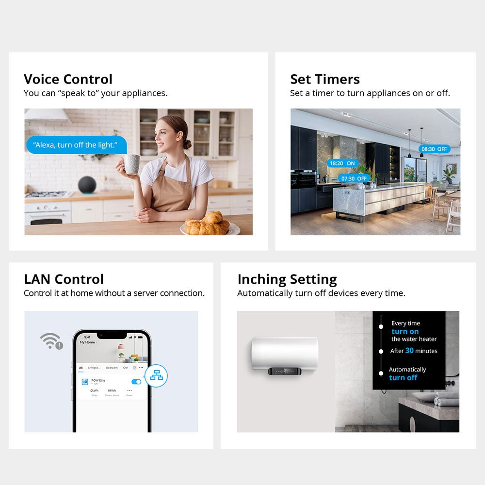 SONOFF POW Elite POWR320D 20A maks. intelligent målerskifter med energiovervågning, LCD-display, universelt gør-det-selv-modul til intelligent hjem, kompatibel med Home Assistant, IFTTT