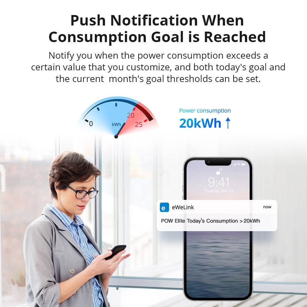 SONOFF POW Elite POWR320D 20A maks. intelligent målerskifter med energiovervågning, LCD-display, universelt gør-det-selv-modul til intelligent hjem, kompatibel med Home Assistant, IFTTT