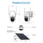 ESCAM QF103 3MP Cloud Storage PT WiFi PIR Alarm IP Camera + Solar Panel Full Color Night Vision Camera Security Monitor Camera Support Two Way Audio