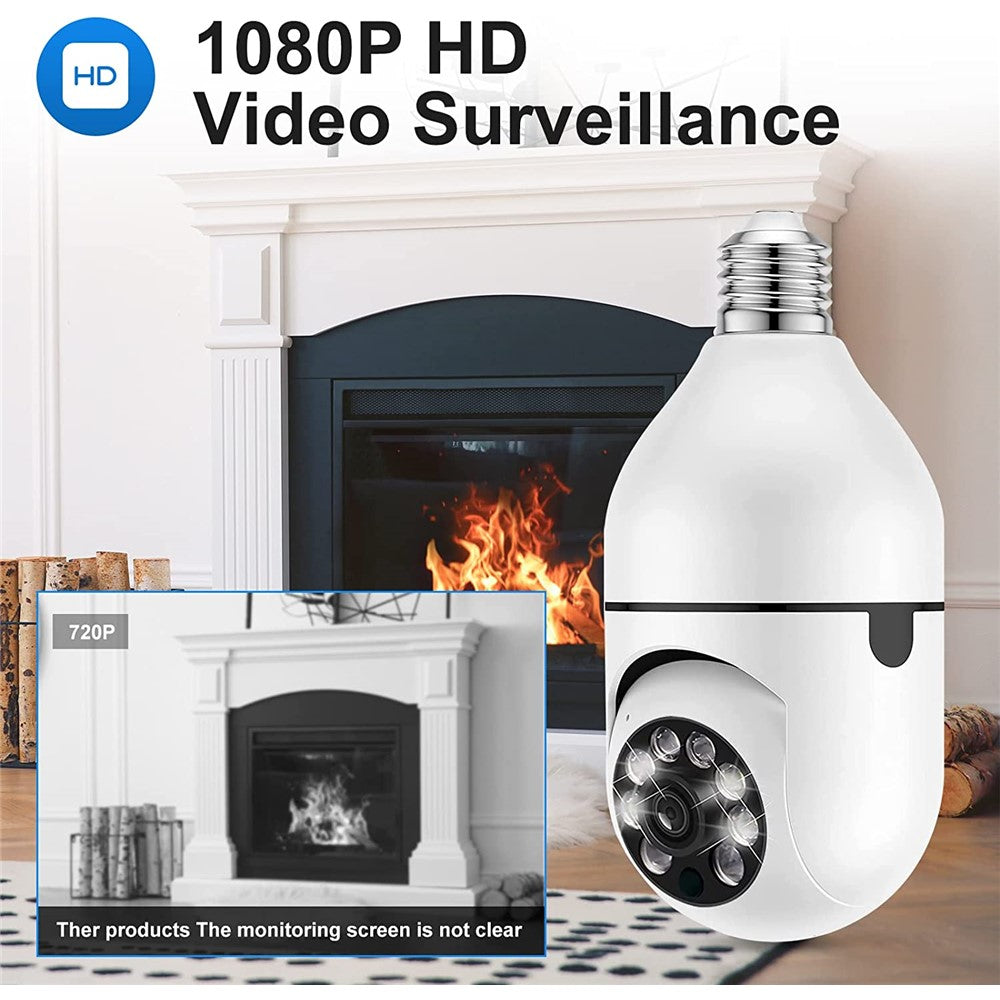 2.4G Smart WiFi Camera Mini PTZ 1080P HD IP Camera with Bulb E27 Socket, Two-Way Talk Home Surveillance