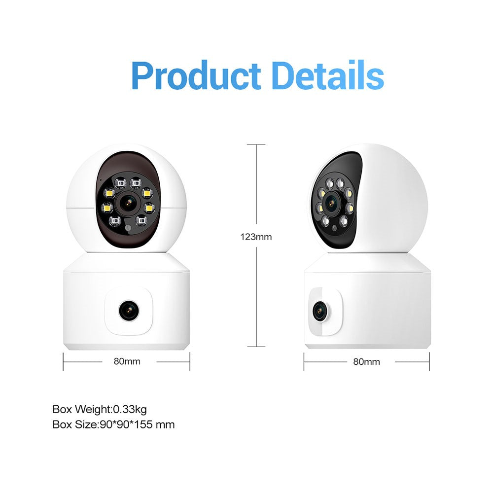 ESCAM QF010 2x2MP Dual Lens Motion Detection WiFi Camera Two-Way Voice Camera Support Cloud Storage