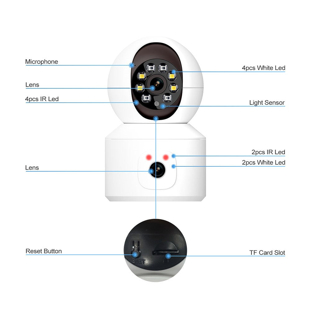 ESCAM QF010 2x2MP Dual Lens Motion Detection WiFi Camera Two-Way Voice Camera Support Cloud Storage