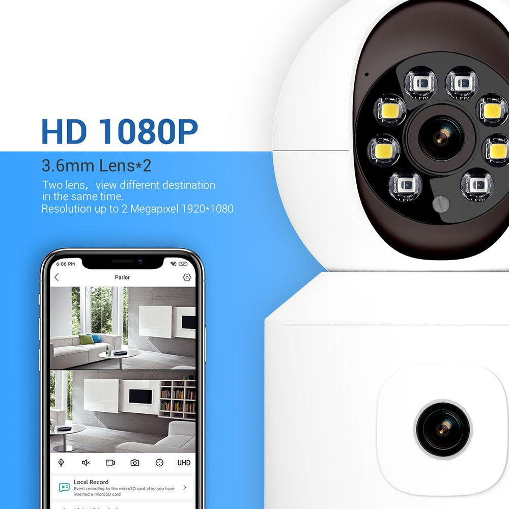 ESCAM QF010 2x2MP Dual Lens Motion Detection WiFi Camera Two-Way Voice Camera Support Cloud Storage