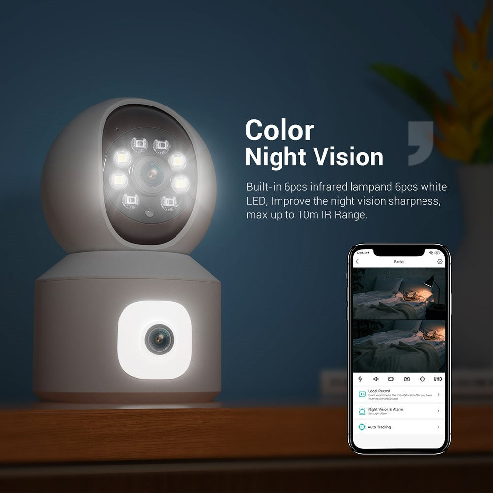ESCAM QF010 2x2MP Dual Lens Motion Detection WiFi Camera Two-Way Voice Camera Support Cloud Storage