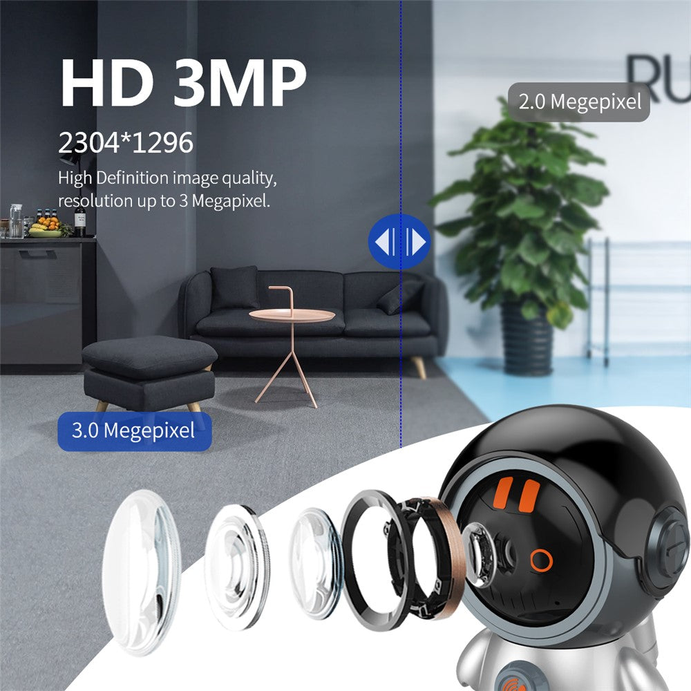 ESCAM PT302 3MP 1296P One Click Call Robotman H.265 WiFi IP Camera Home Security CCTV