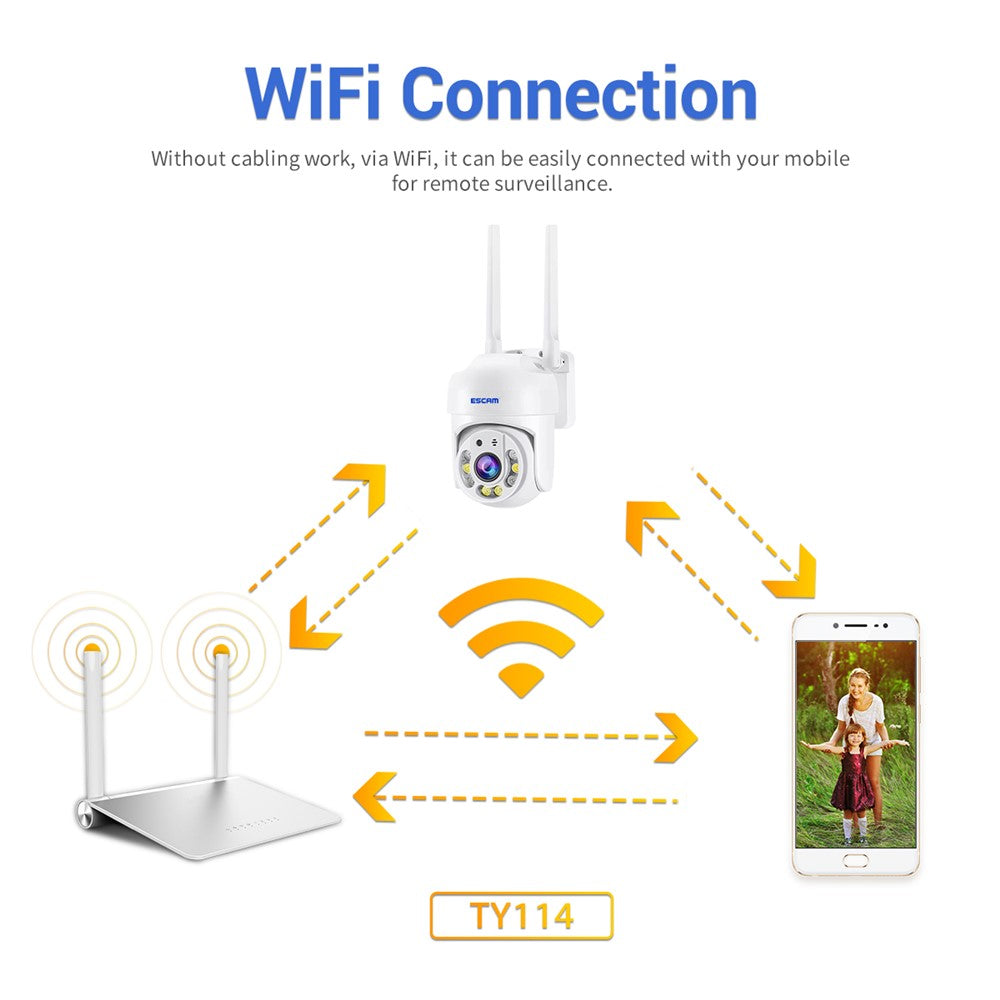 ESCAM TY114 Tuya H.265 Wireless WiFi Camera 4MP Two-Way Voice Night Vision Camera with Motion Detection