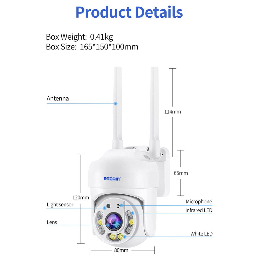ESCAM TY114 Tuya H.265 Wireless WiFi Camera 4MP Two-Way Voice Night Vision Camera with Motion Detection