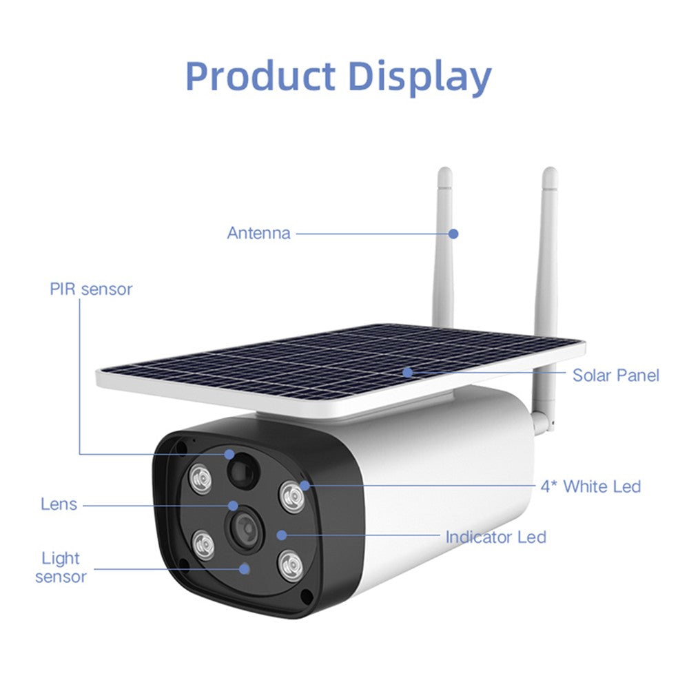 Y8 2MP HD WiFi Solar-Powered Home Camera Full-Color 1080P Security Camera (No Battery)