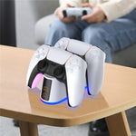 DSP-828 For Sony PlayStation 5 Game Controller Dual Slot Charger Dock LED Light Fast Charging Station