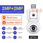 ESCAM QF202 E27 2x2MP Dual Lens Dual Screen Security Camera Two-Way Voice Motion Detection WiFi Camera