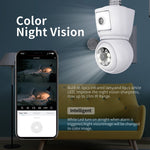 ESCAM QF202 E27 2x2MP Dual Lens Dual Screen Security Camera Two-Way Voice Motion Detection WiFi Camera
