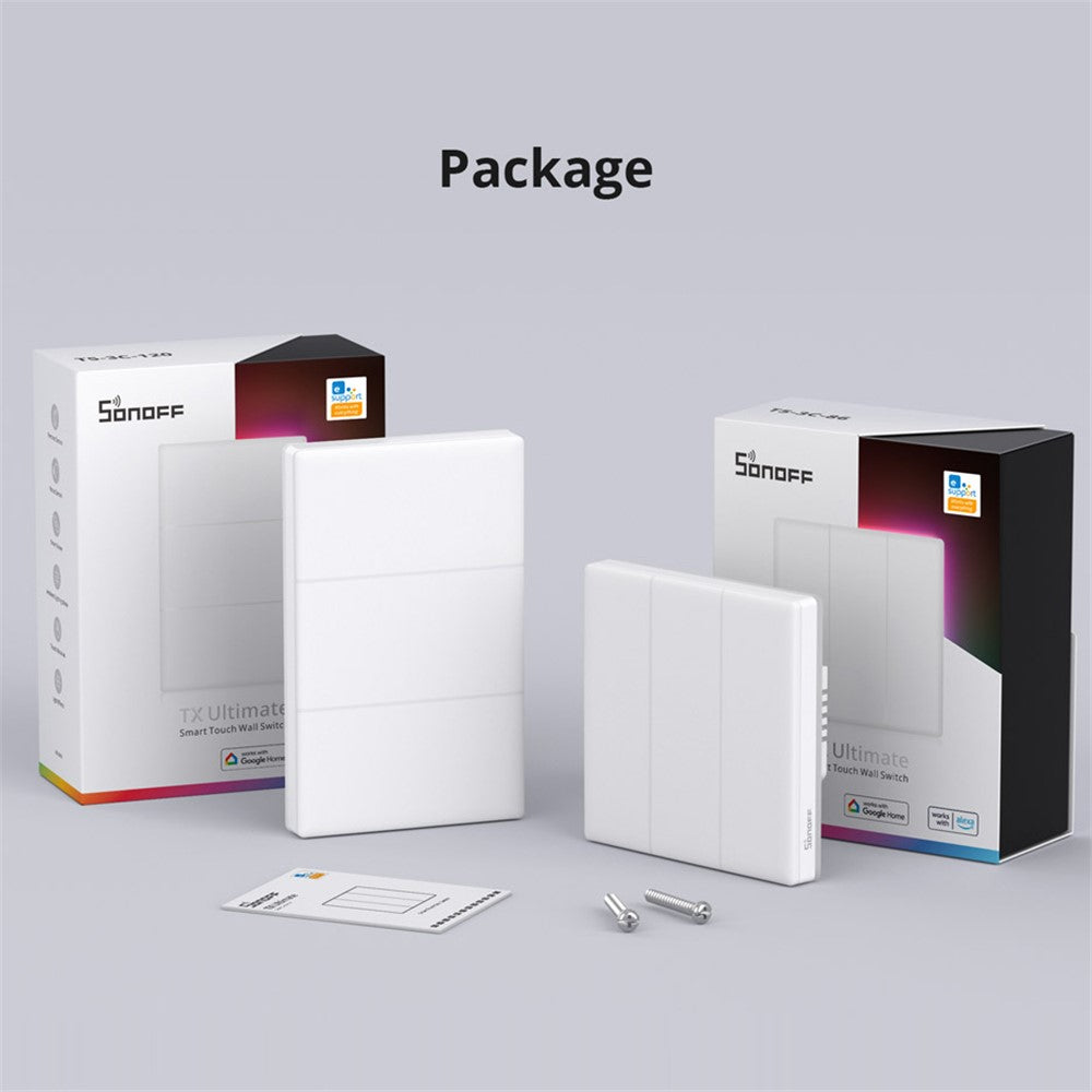 SONOFF TX Ultimate WiFi / eWeLink-fjernbetjent Smart Touch-vægkontakt med RGB-lys