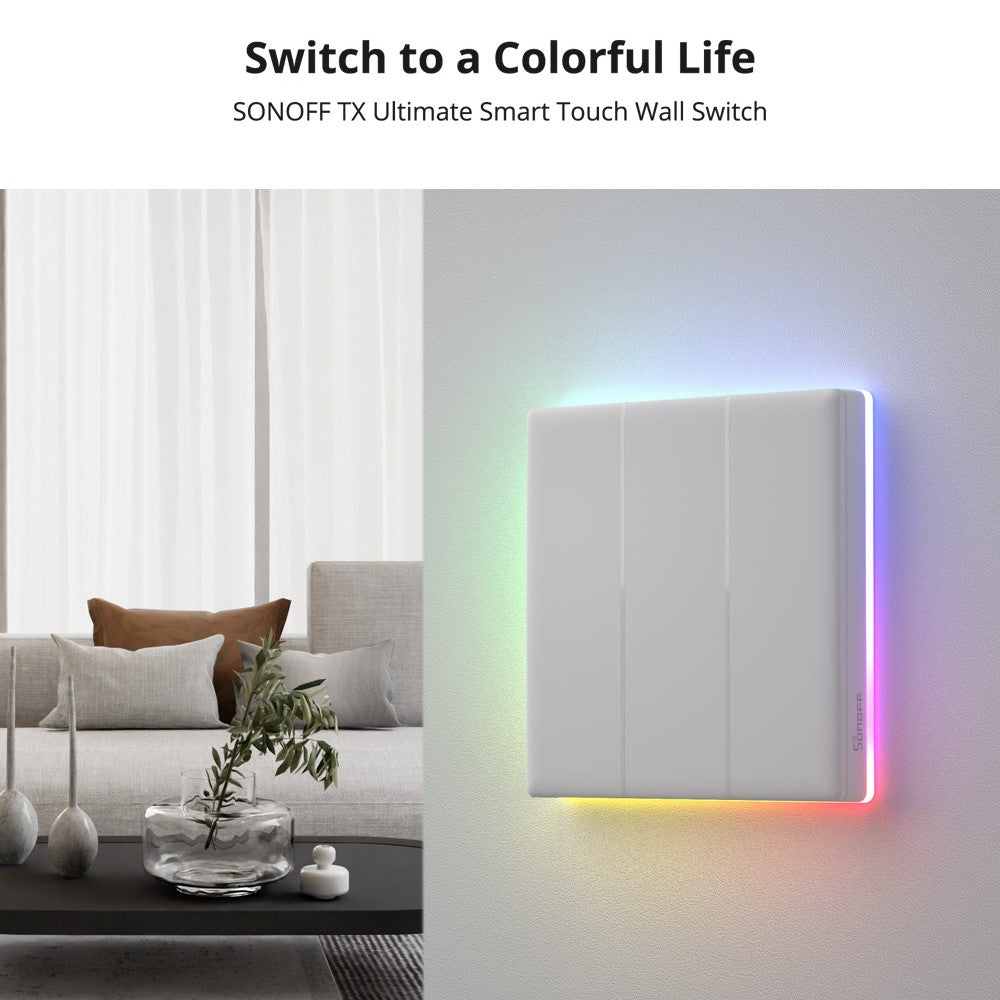 SONOFF TX Ultimate WiFi / eWeLink-fjernbetjent Smart Touch-vægkontakt med RGB-lys