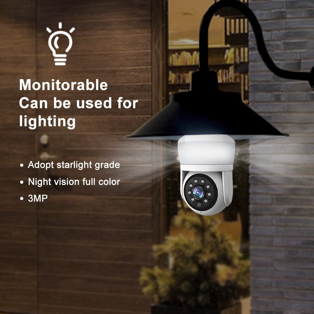 D211EM WiFi Bluetooth-compatible Camera E27 Bulb Shape 3MP Wireless Motion Detection Two-Way Voice Night Vision Camera