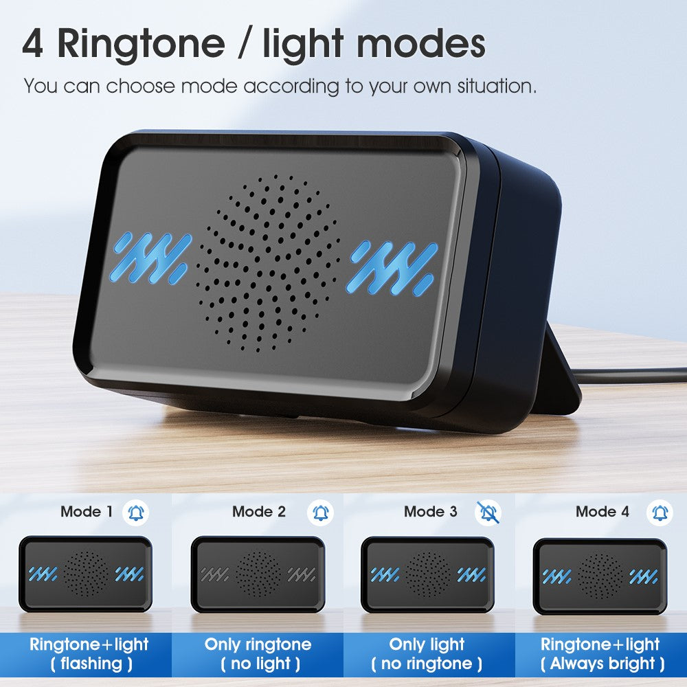 Smart Wireless Doorbell 4-Gear Volume Waterproof Home Door Bell, 2 Receiver + 2 Buttons (CE is applying)