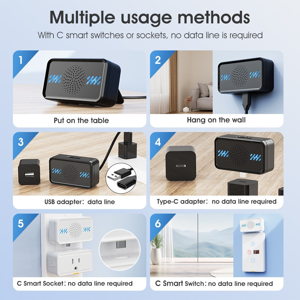 Smart Wireless Doorbell 4-Gear Volume Waterproof Home Door Bell, 2 Receiver + 2 Buttons (CE is applying)