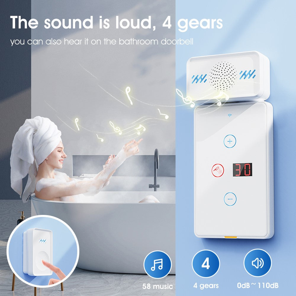 Smart Wireless Doorbell 4-Gear Volume Waterproof Home Door Bell, 2 Receiver + 2 Buttons (CE is applying)