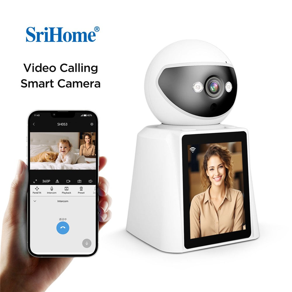 SRIHOME SH053 2.8 Inch IPS Screen PTZ Dome Camera AI Humanoid Detection Home Security Baby Monitor