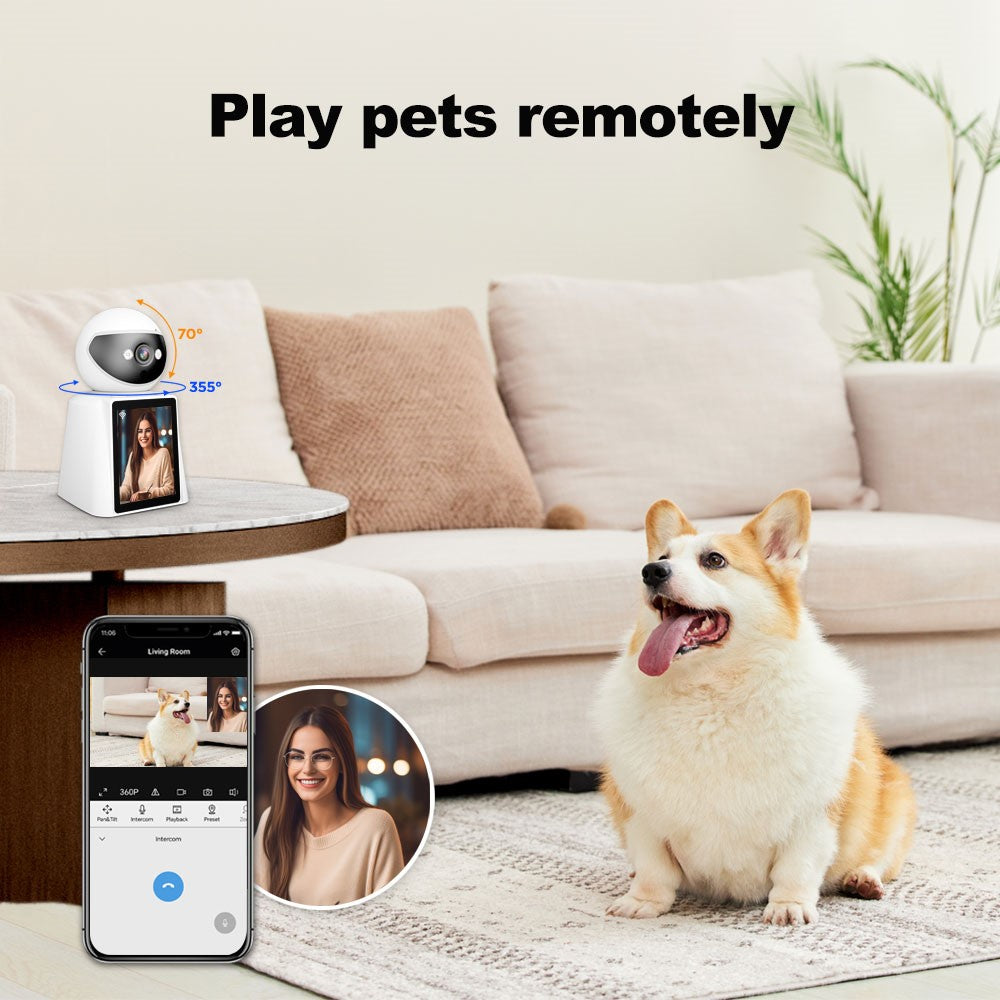 SRIHOME SH053 2.8 Inch IPS Screen PTZ Dome Camera AI Humanoid Detection Home Security Baby Monitor