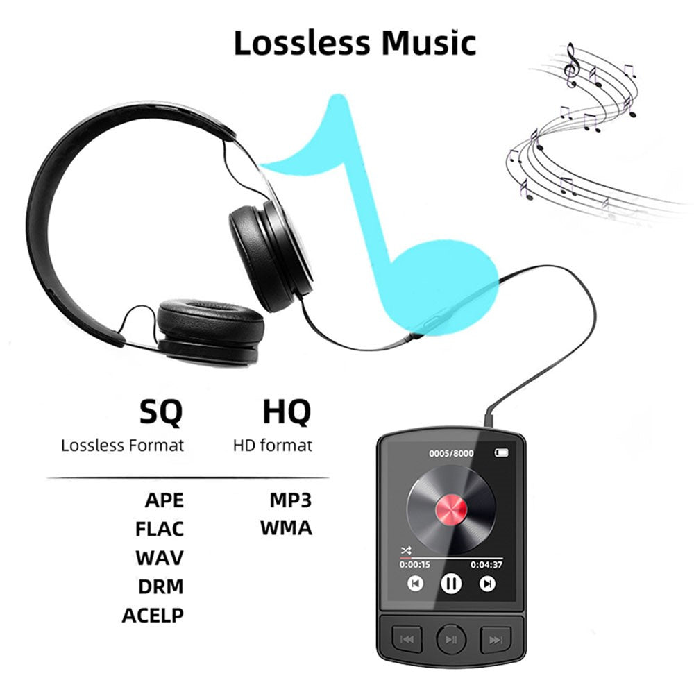 MP3-07 32GB Portable Bluetooth-compatible MP3 Music Video Player FM Radio 1.77-inch Screen MP4 Player