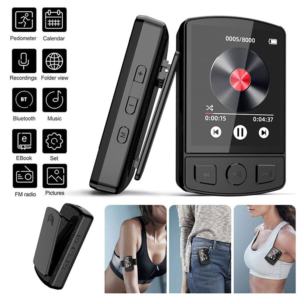 MP3-07 8GB Portable Bluetooth-compatible MP3 / MP4 FM Radio 1.77-inch Screen Music Video Player