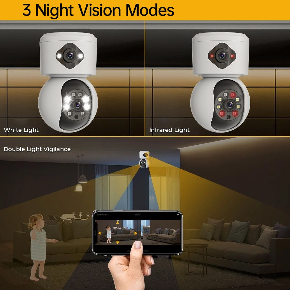 Dual Lens Night Vision HD Camera Home Security Phone Remote Monitoring WiFi Camera (No Memory Card)