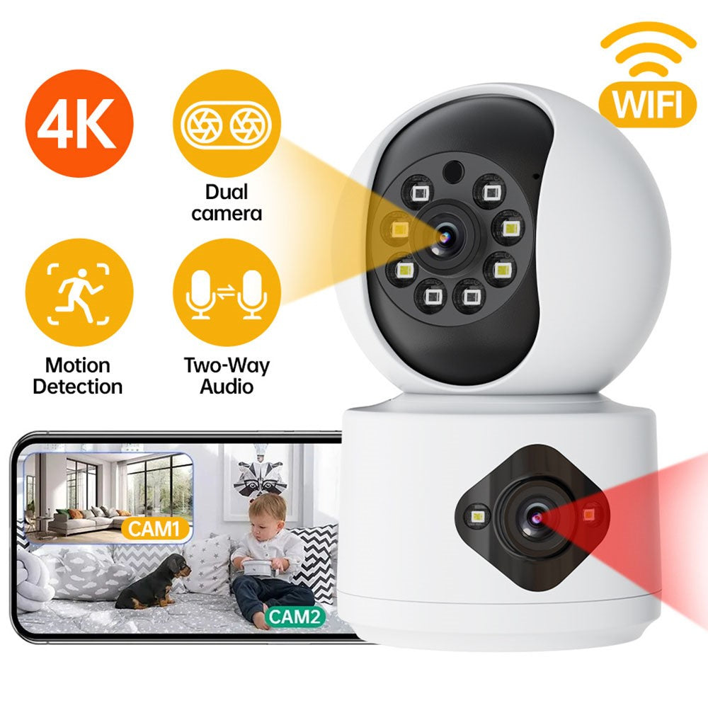 Dual Lens Night Vision HD Camera Home Security Phone Remote Monitoring WiFi Camera (No Memory Card)
