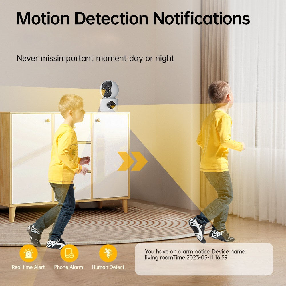 Dual Lens Night Vision HD Camera Home Security Phone Remote Monitoring WiFi Camera (No Memory Card)