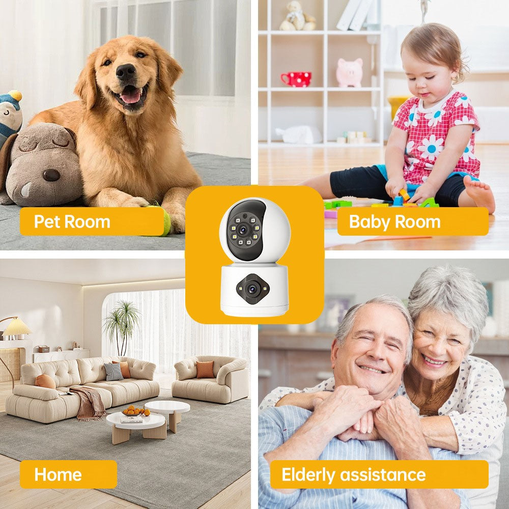 Dual Lens Night Vision HD Camera Home Security Phone Remote Monitoring WiFi Camera (No Memory Card)