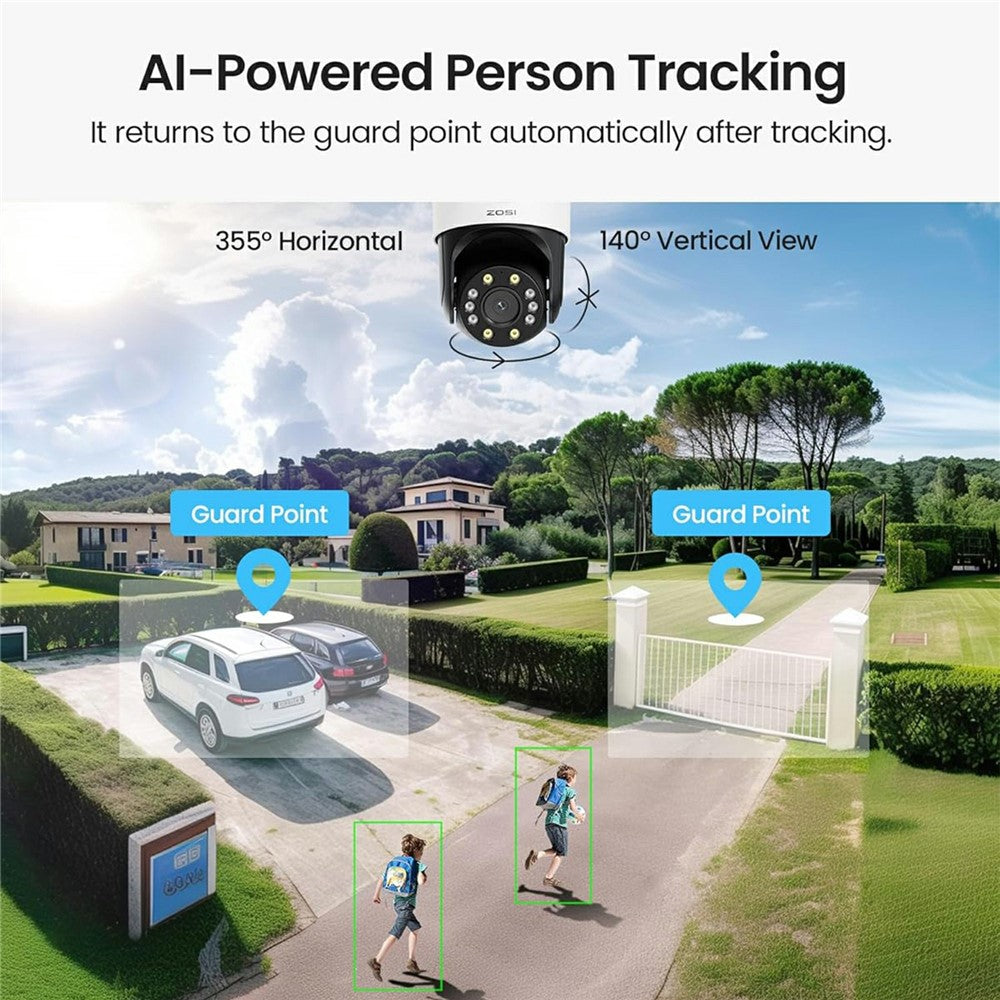 ZOSI C298SE 6MP Dual Lens HD WiFi Camera Humanoid Tracking Two-Way Audio Security Camera