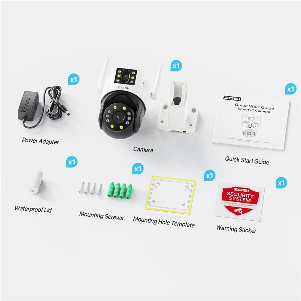 ZOSI C298SE 6MP Dual Lens HD WiFi Camera Humanoid Tracking Two-Way Audio Security Camera