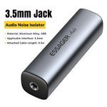 ESSAGER Portable 3.5mm Audio Ground Loop Isolator Noise Eliminator for Home Car Stereo Audio System