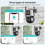Outdoor WiFi Security Camera Waterproof HD Night Vision Dual Lens PTZ IP Cam with 32G Memory Card