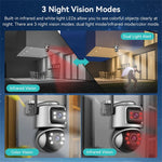 Outdoor WiFi Security Camera Waterproof HD Night Vision Dual Lens PTZ IP Cam with 32G Memory Card