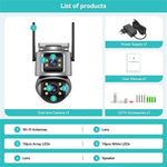Outdoor WiFi Security Camera Waterproof HD Night Vision Dual Lens PTZ IP Cam with 32G Memory Card