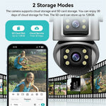 Outdoor WiFi Security Camera Waterproof HD Night Vision Dual Lens PTZ IP Cam with 32G Memory Card