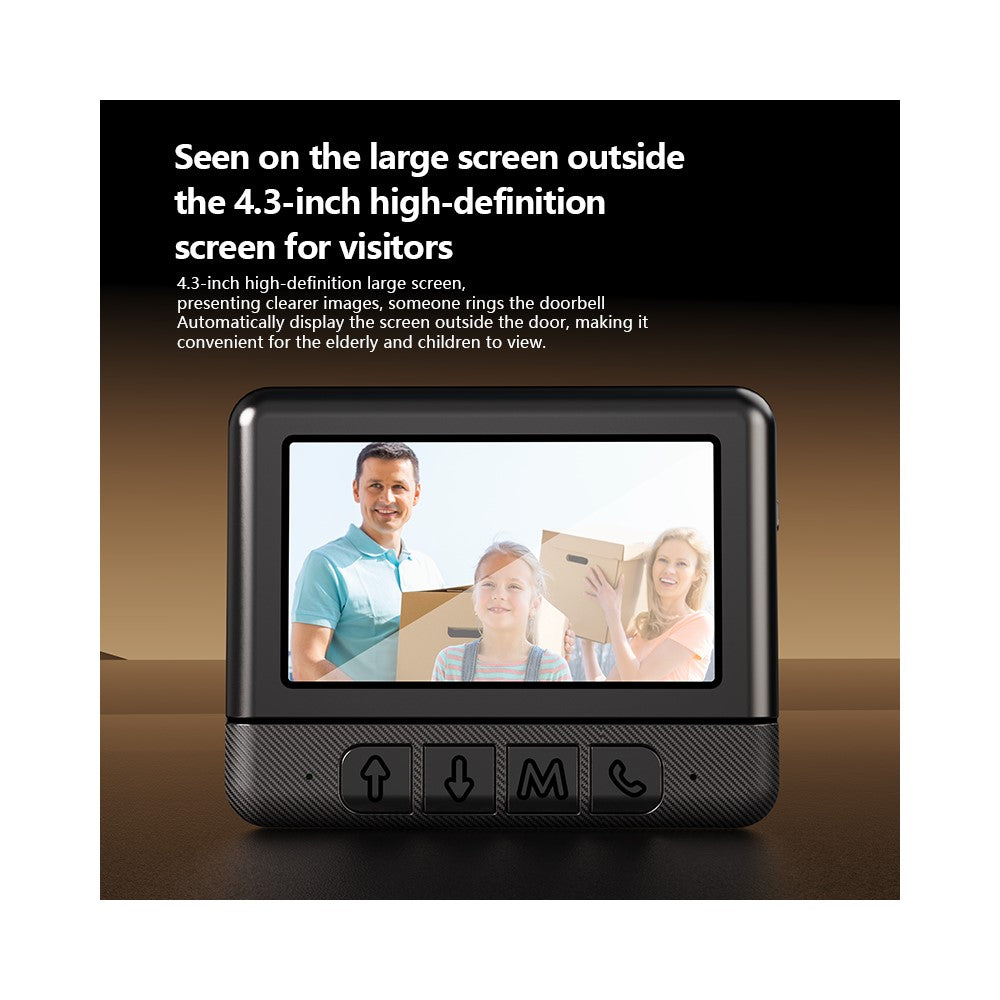 X6 Smart Video Doorbell 4.3 inch Display Wireless Intercom Infrared HD Night Vision for Home Use