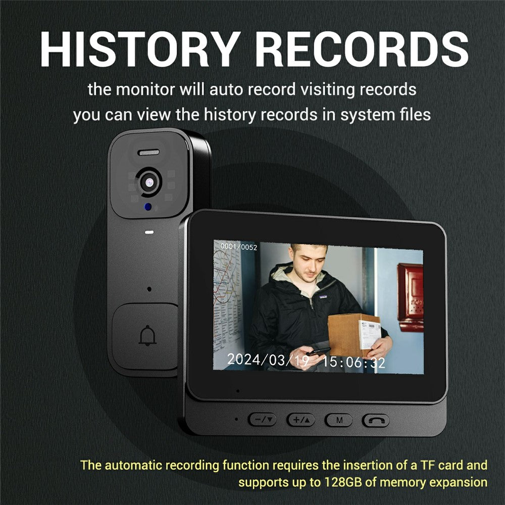 X7 Smart Video Doorbell Camera Wireless Intercom HD Monitor with Display Screen Home Security System