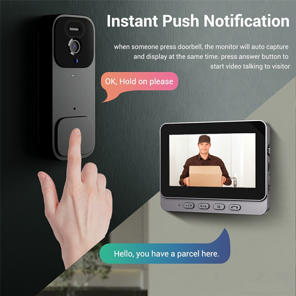 X7 Smart Video Doorbell Camera Wireless Intercom HD Monitor with Display Screen Home Security System