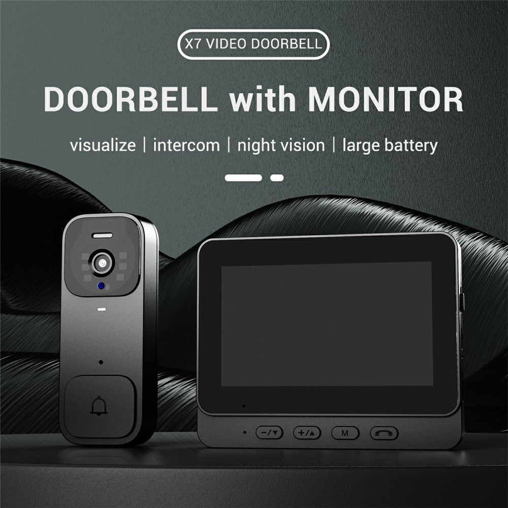 X7 Smart Video Doorbell Camera Wireless Intercom HD Monitor with Display Screen Home Security System