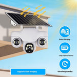 VTS31 V380 Outdoor Security Low Power Solar Powered PTZ Camera 3 Rotating Lens Motion Detection Camera