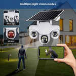 VTS31 V380 Outdoor Security Low Power Solar Powered PTZ Camera 3 Rotating Lens Motion Detection Camera