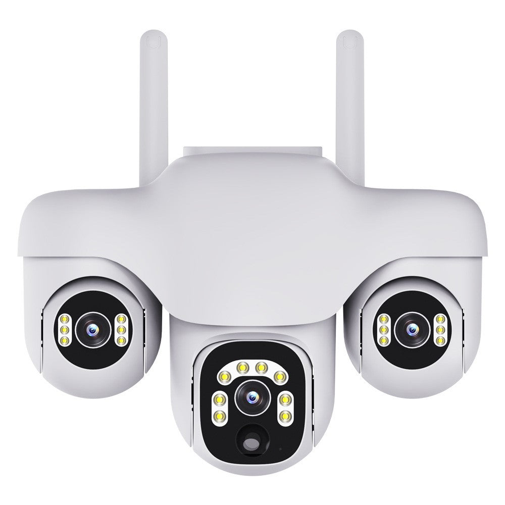 VTS31 V380 Outdoor Security Low Power Solar Powered PTZ Camera 3 Rotating Lens Motion Detection Camera